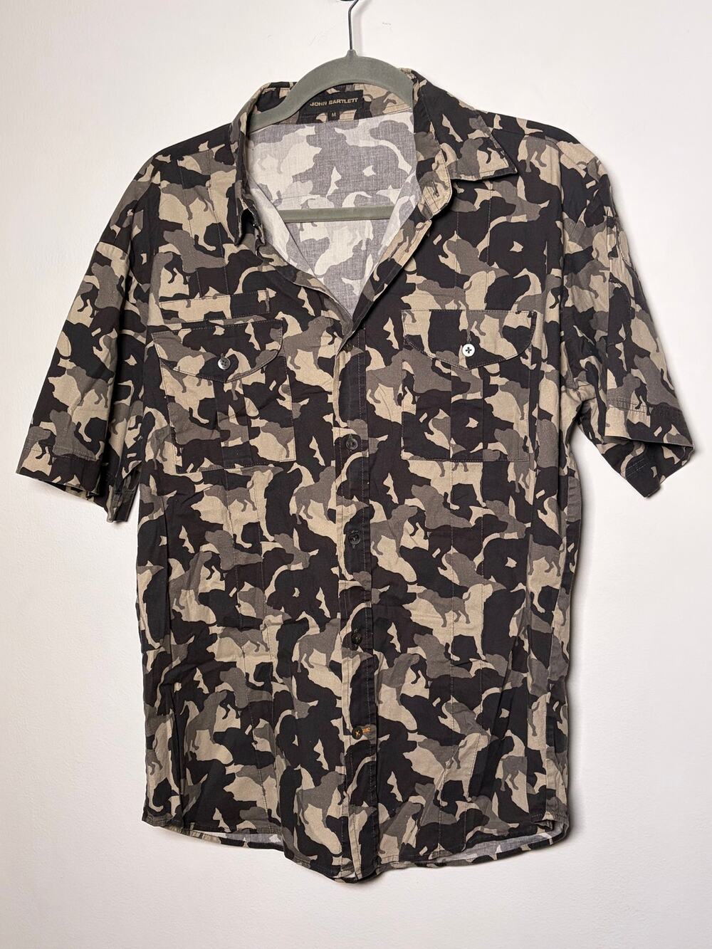 Vintage John Bartlett Men's Brown Cotton Dog Print Shirt - Size M